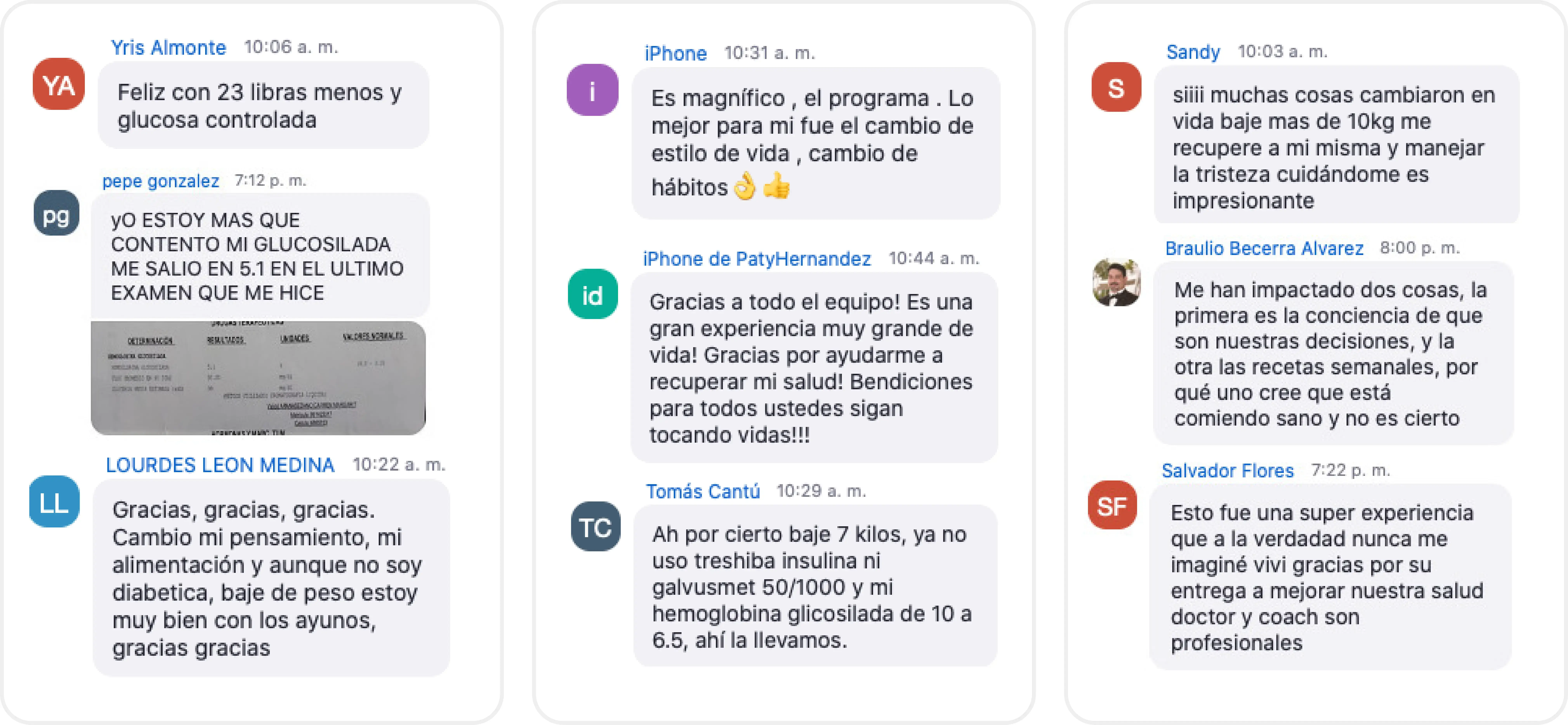 Testimonios de participantes del programa